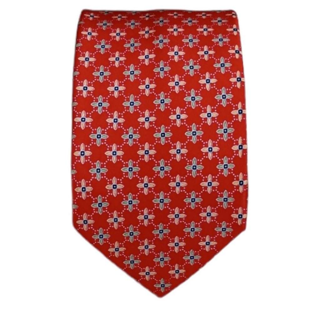 ITALO FERRETTI SILVI MARINA Red Floral Silk Tie HANDMADE ITALY 61"/ 3.2" EC